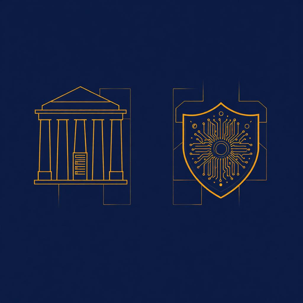 Abstract comparison motif, classical column and circuit shield